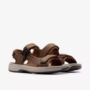 NEW CLARKS men's saltway edge sandals in light tan